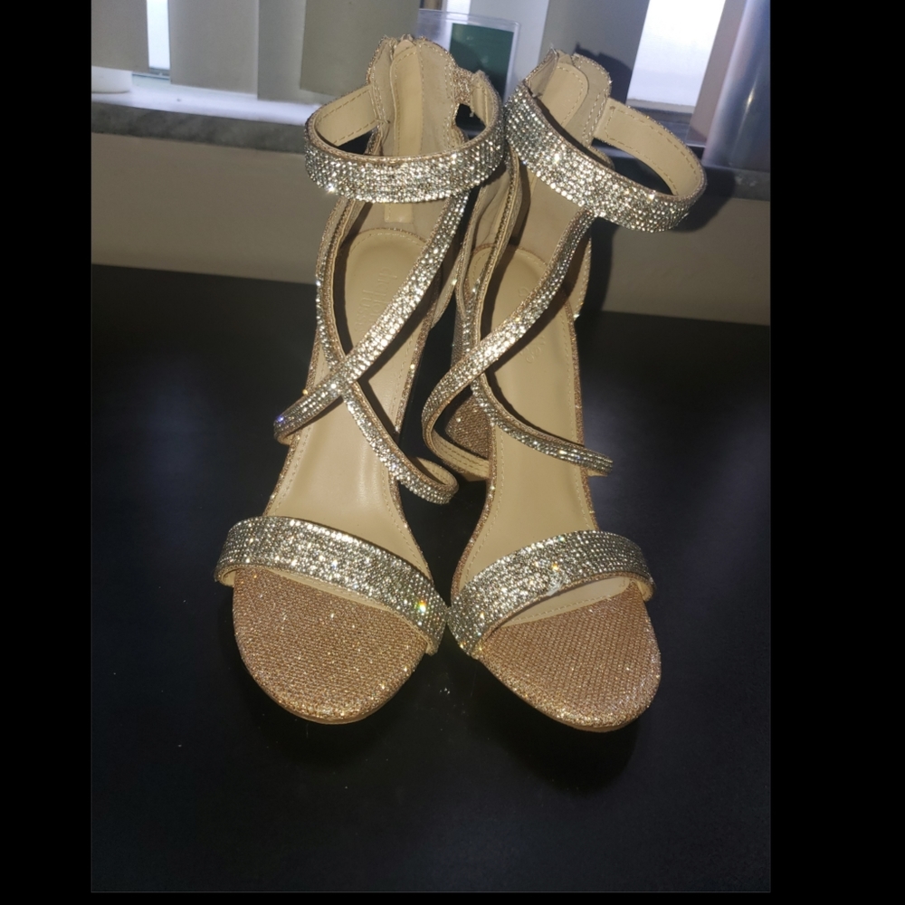 Beige Glitter Heels